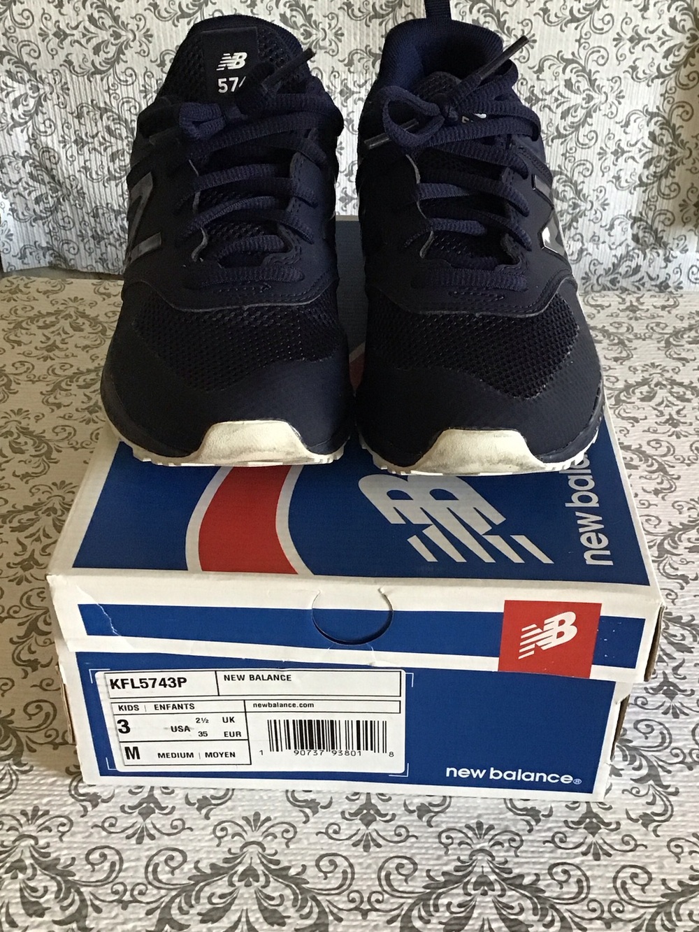 New Balance Kids Navy and White Athletic Sneakers
